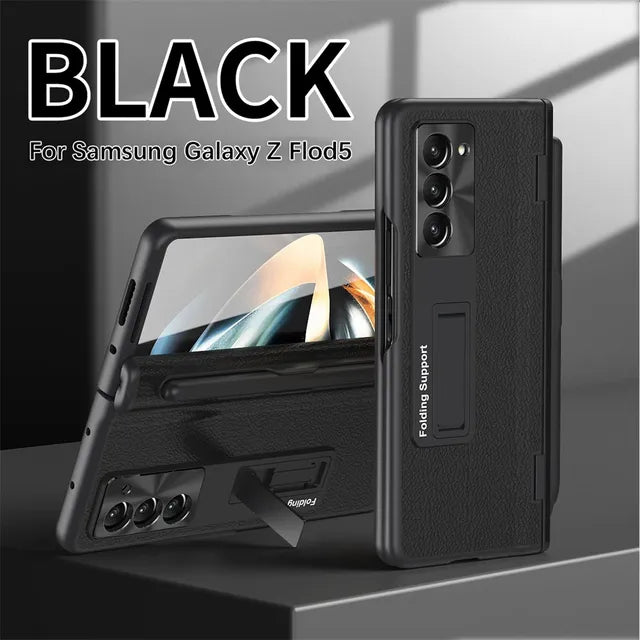 Leather Bracket Pen Slot Case for Samsung Galaxy Z Fold 5/4/3