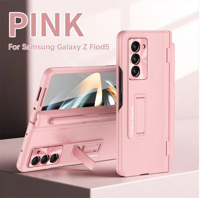 Leather Bracket Pen Slot Case for Samsung Galaxy Z Fold 5/4/3